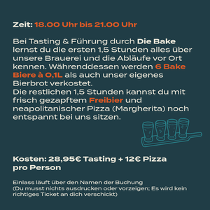 Tasting 14.08. + Margherita Pizza - Die Bake Braumanufaktur KG