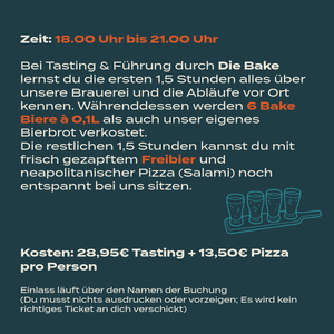 Tasting 14.08. + Salami Pizza - Die Bake Braumanufaktur KG